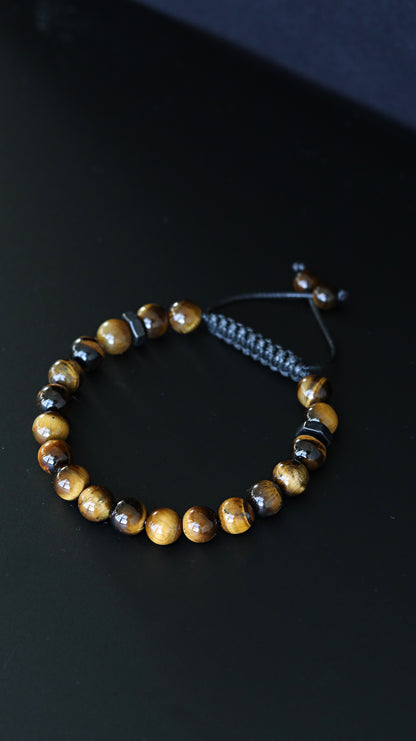 Polished Tiger Eye Men’s Beaded Bracelet