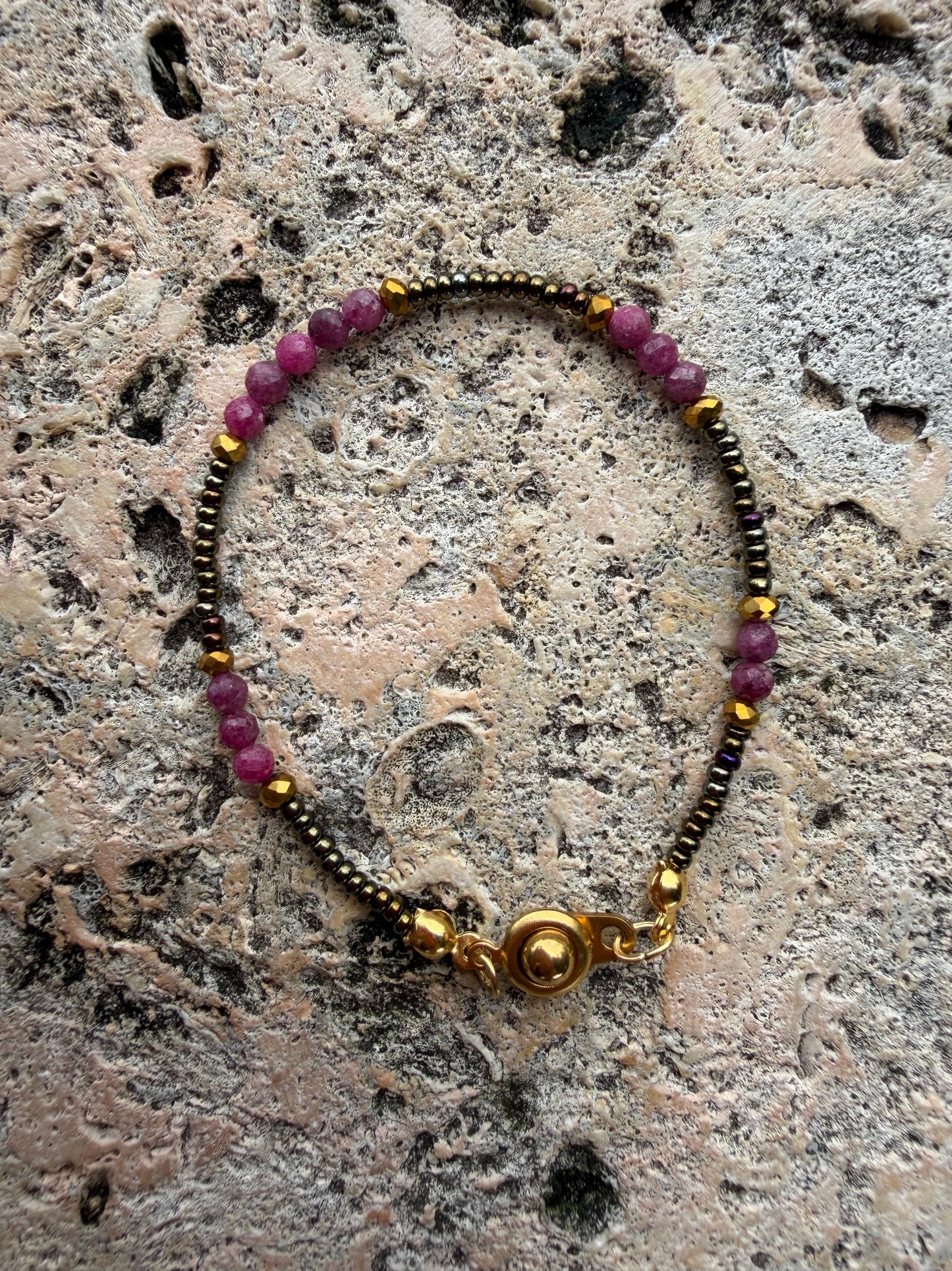 Violeta Set | Dainty Ruby Bead Necklace & Bracelet