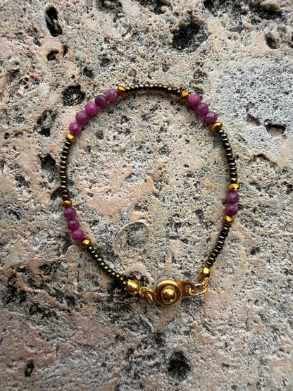 Violeta Set | Dainty Ruby Bead Necklace & Bracelet
