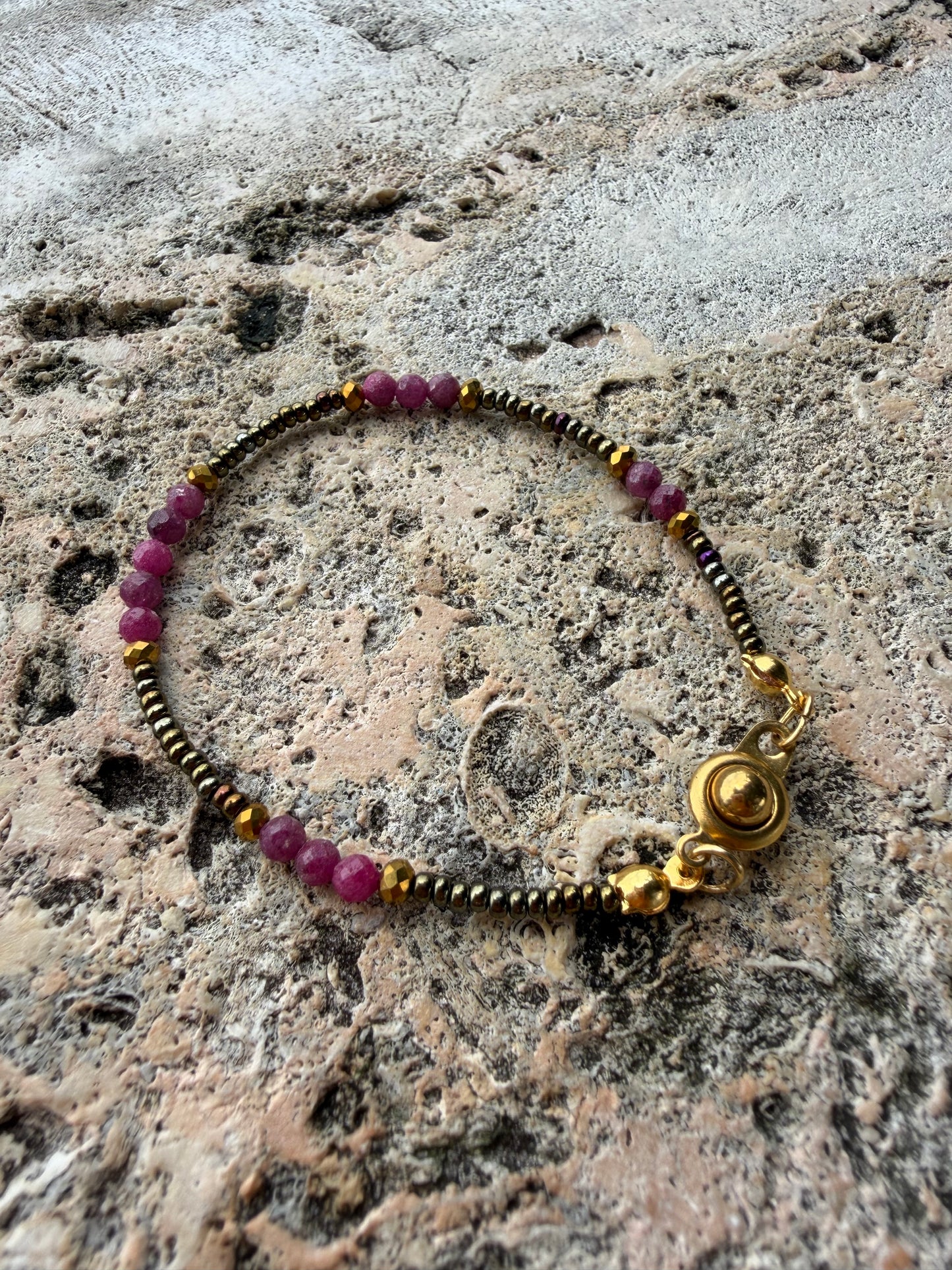Violeta Set | Dainty Ruby Bead Necklace & Bracelet